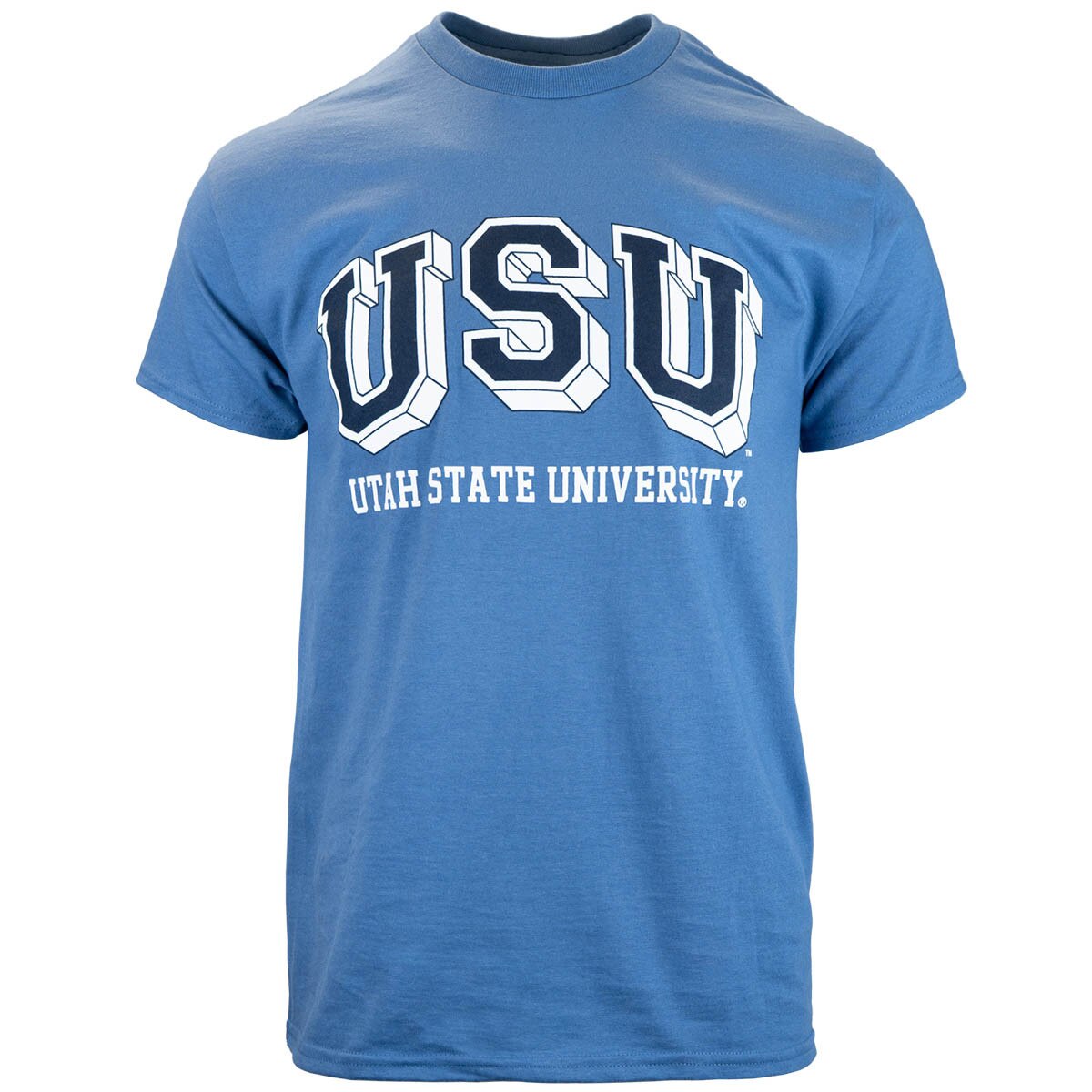 USU 3d block lettering blue unisex t-shirt